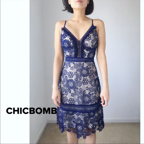 CHICBOMB Dresses & Skirts - FEMININE CROCHETED LACE DRESS - WITH NUDE LINING